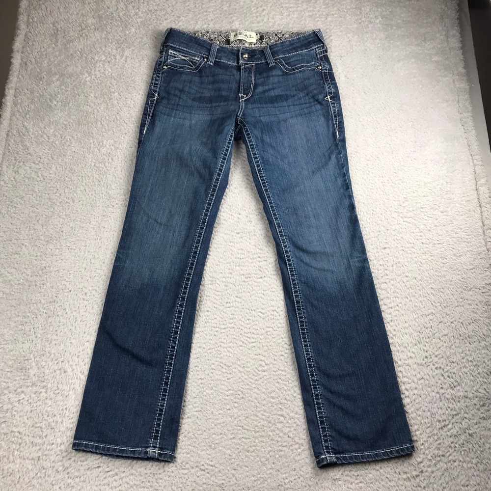 Ariat REAL Denim Jeans Women 31 Blue Mid Rise Straight Leg Western Cowgirl Rodeo
